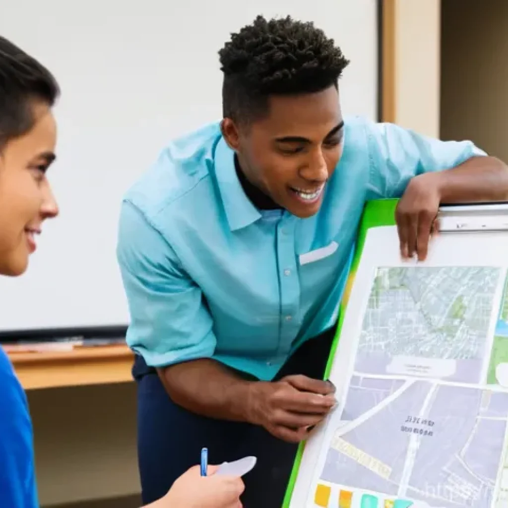 시민참여 플랫폼의 정책 제안서 작성 방법 - **Community Park Revitalization Planning Meeting:** A diverse group of five community members, inclu...