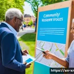 시민참여 플랫폼 개발을 위한 전략적 접근 - **Prompt:** A diverse group of community members, including adults, seniors, and young adults (all m...