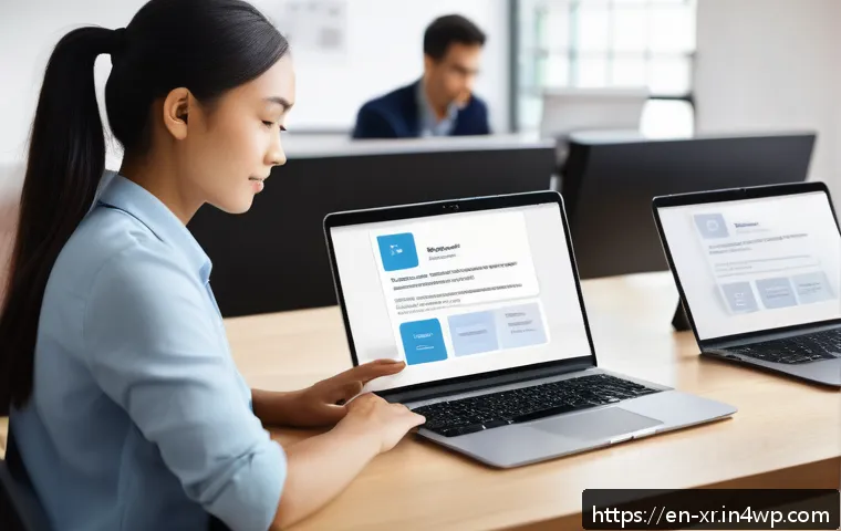 시민참여 플랫폼의 사용자 만족도 조사 방법 - A professional office setting with diverse users engaging in a digital survey on various devices—lap...